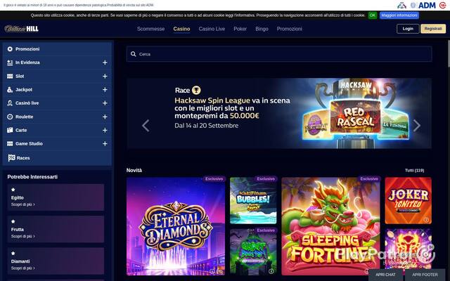 Homepage capture of William Hill recorded during the scan