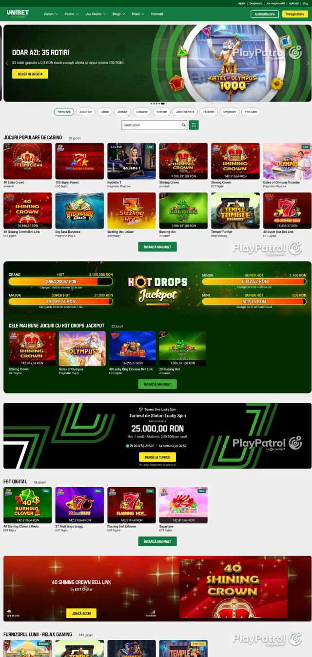 Homepage capture of Unibet recorded during the scan