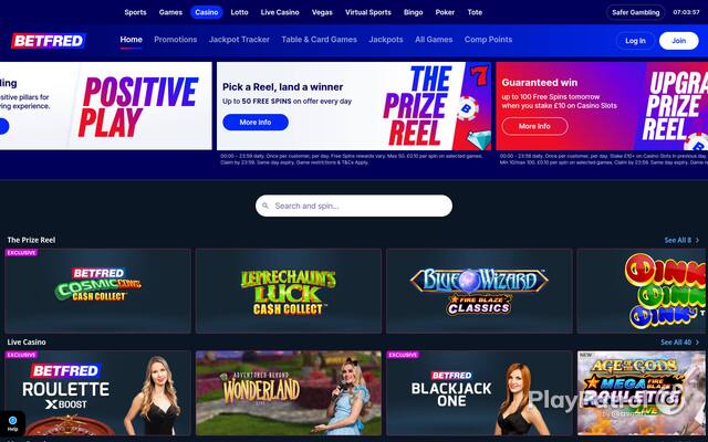 Homepage capture of Betfred recorded during the scan