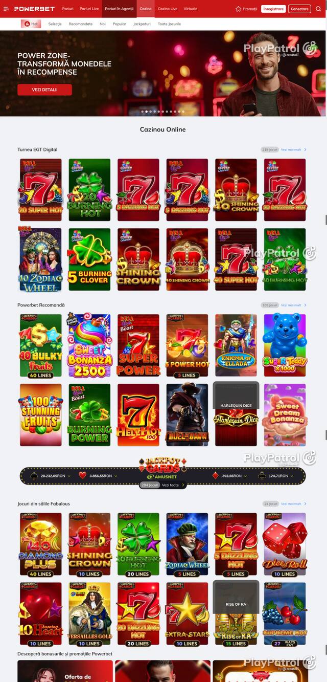 Capture of the front page of PowerBet (online.powerbet.ro) on 16 October 2026