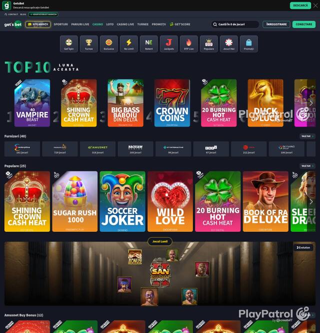 Homepage capture of Get's Bet recorded during the scan