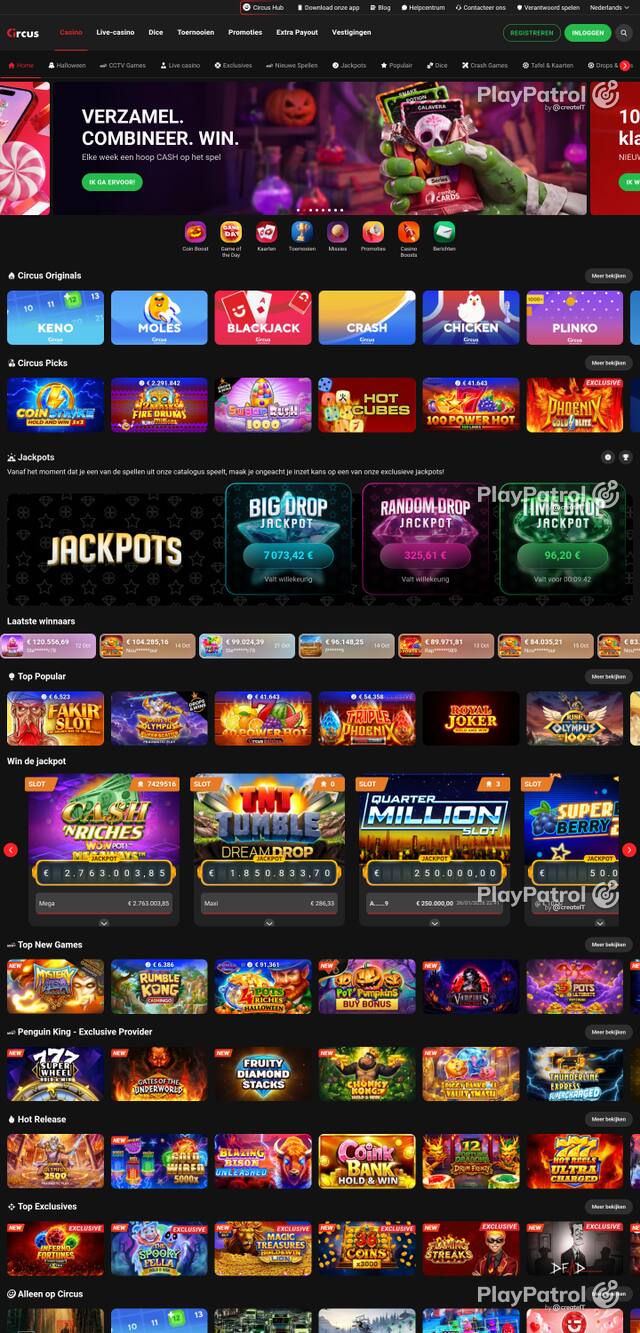 Capture of the front page of circus-casino.be (circus-casino.be) on 22 October 2026