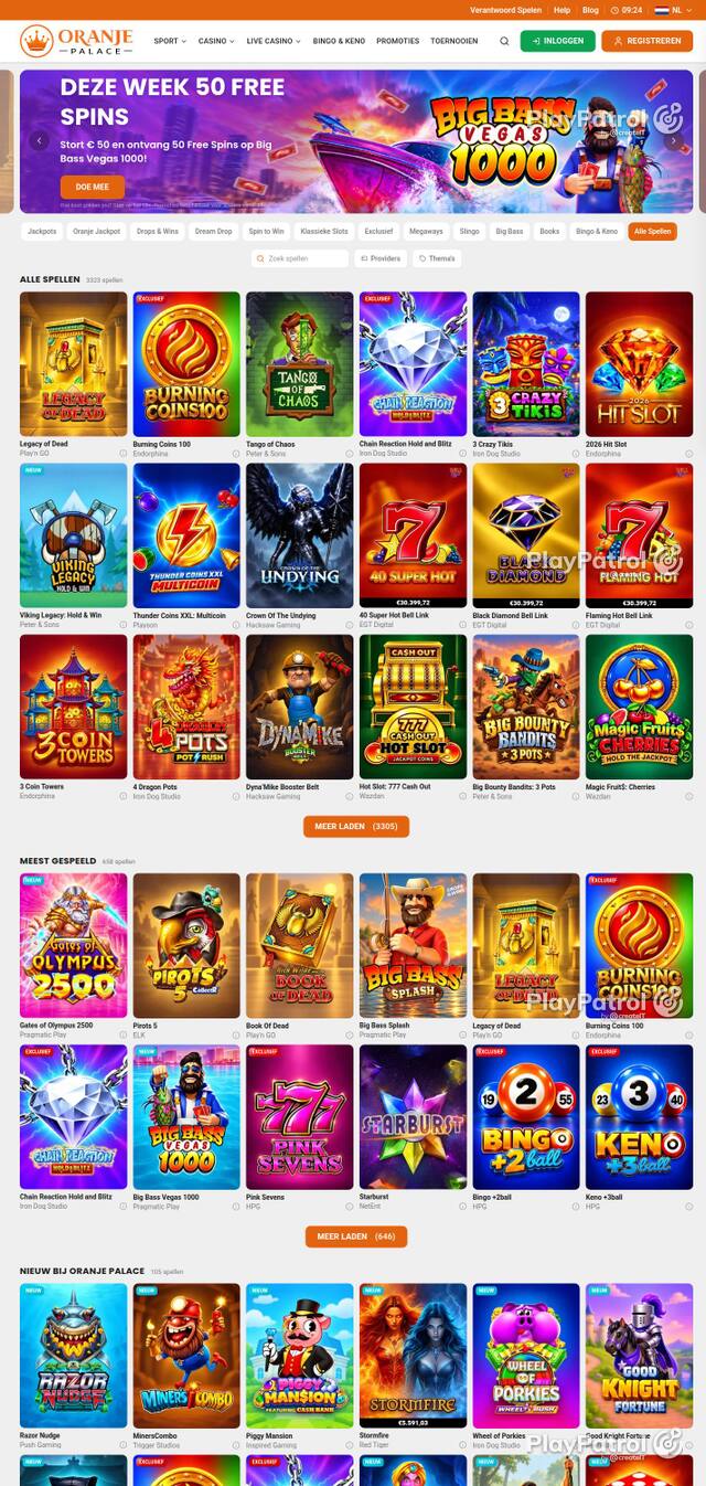 Homepage capture of Oranje Palace recorded during the scan