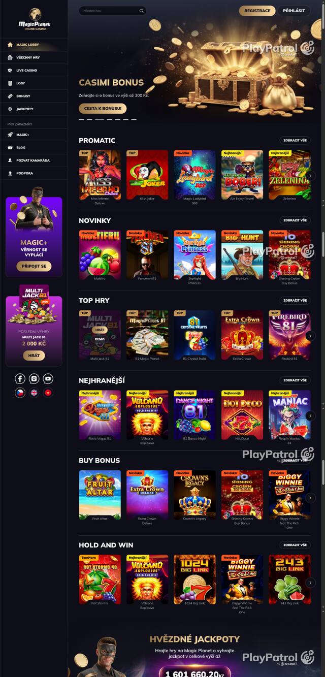 Capture of the front page of Magic Planet (magicplanet.cz) on 6 October 2026