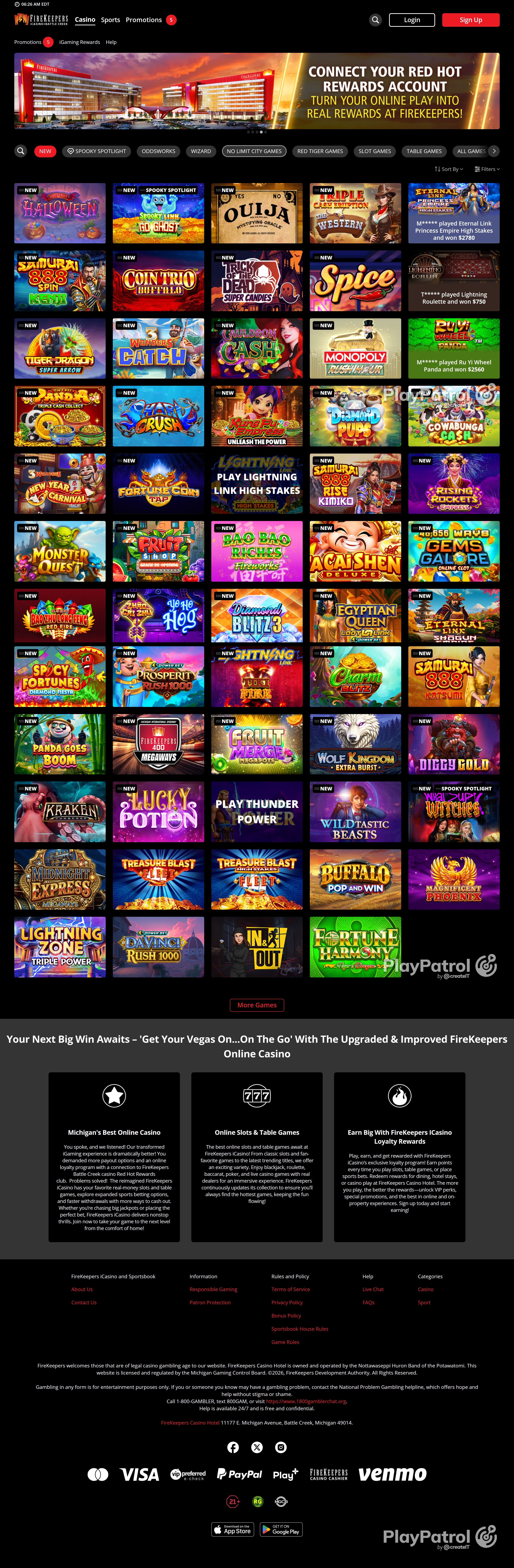 Full capture of igaming.firekeeperscasino.com recorded during the scan