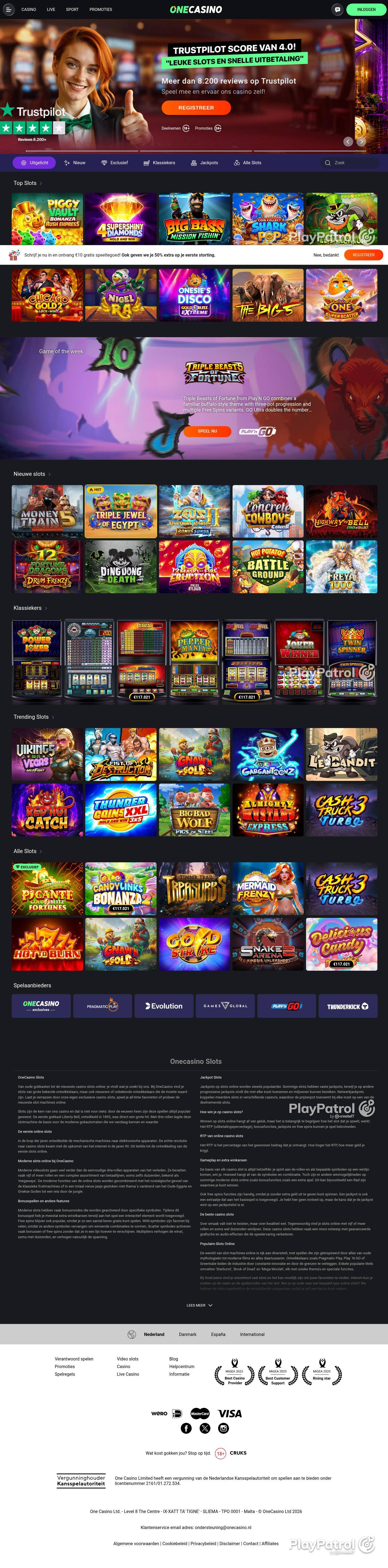 Full capture of One Casino recorded during the scan