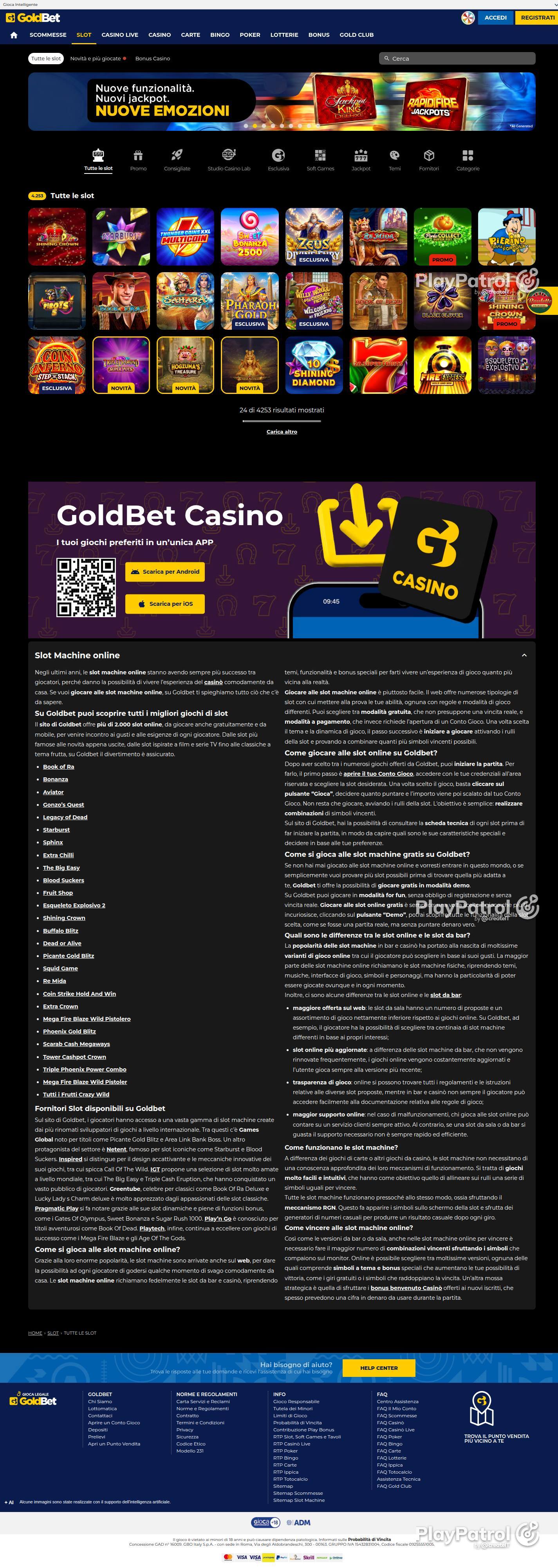 Full capture of Goldbet recorded during the scan