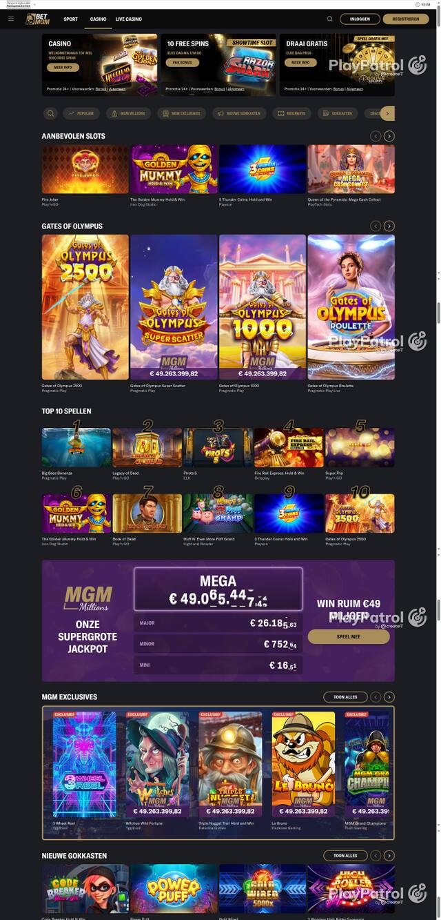 Capture of the front page of BetMGM (betmgm.nl) on 14 October 2026
