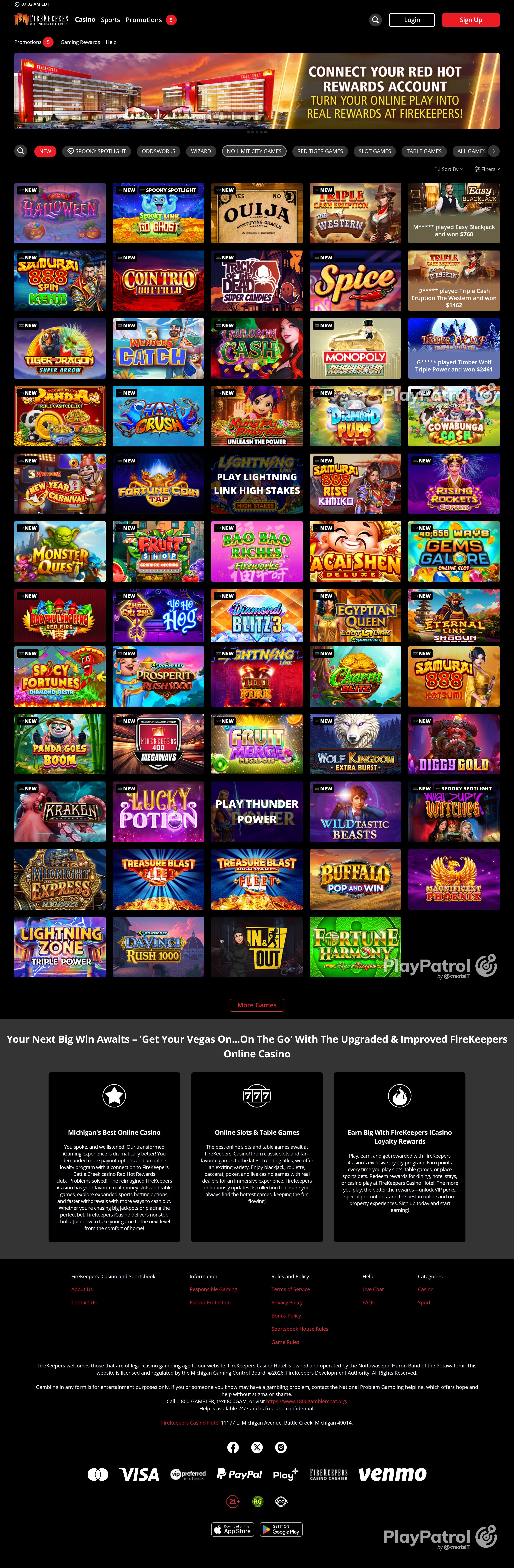 Full capture of igaming.firekeeperscasino.com recorded during the scan