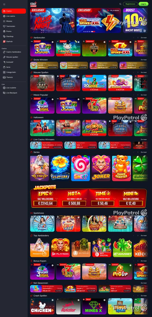 Capture of the front page of starcasino.be (starcasino.be) on 26 October 2026