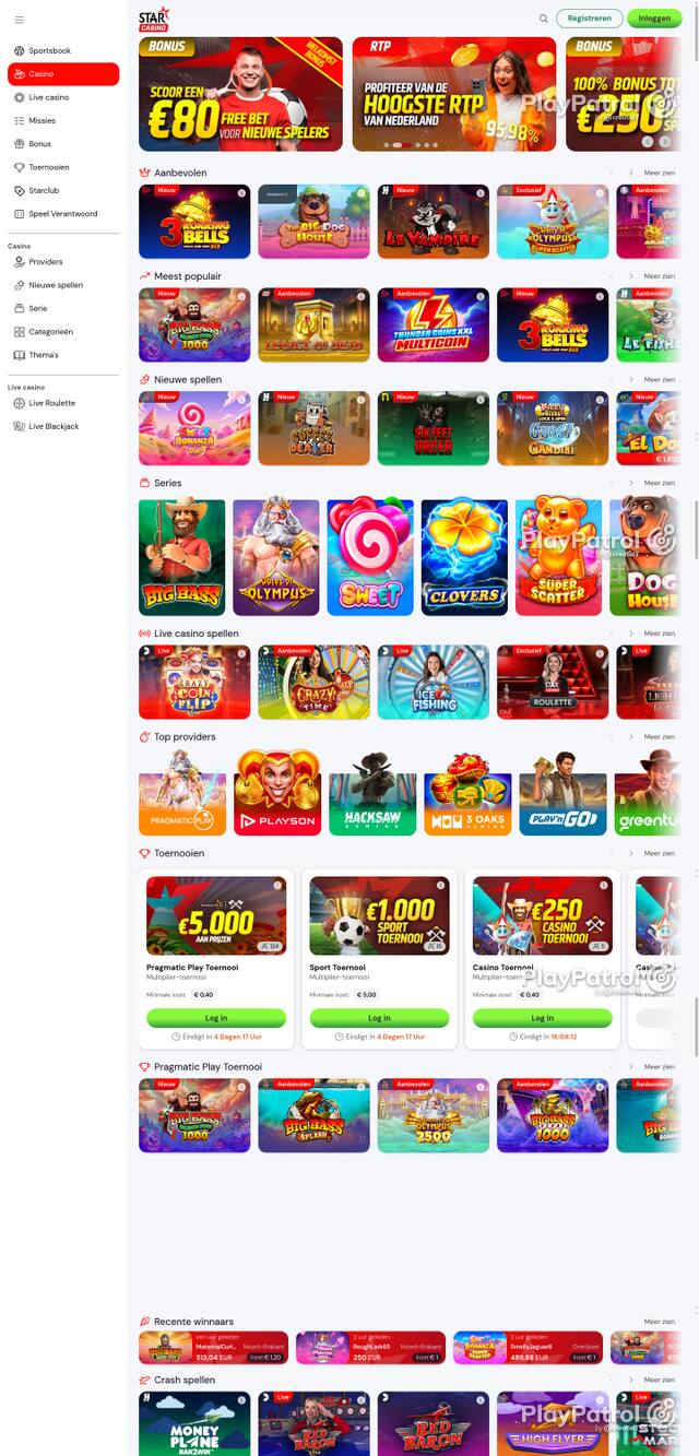 Capture of the front page of Starcasino (starcasino.nl) on 21 October 2026