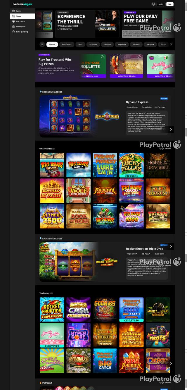 Capture of the front page of LiveScore Vegas (livescorebet.com) on 14 October 2026