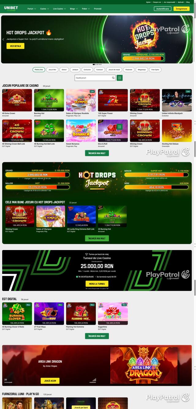 Capture of the front page of Unibet (unibet.ro) on 11 October 2026