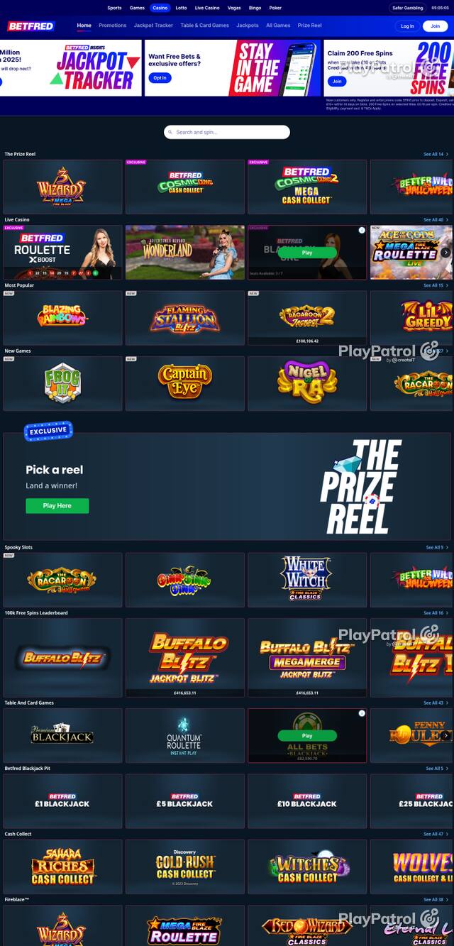 Capture of the front page of Betfred (betfred.com) on 27 October 2026
