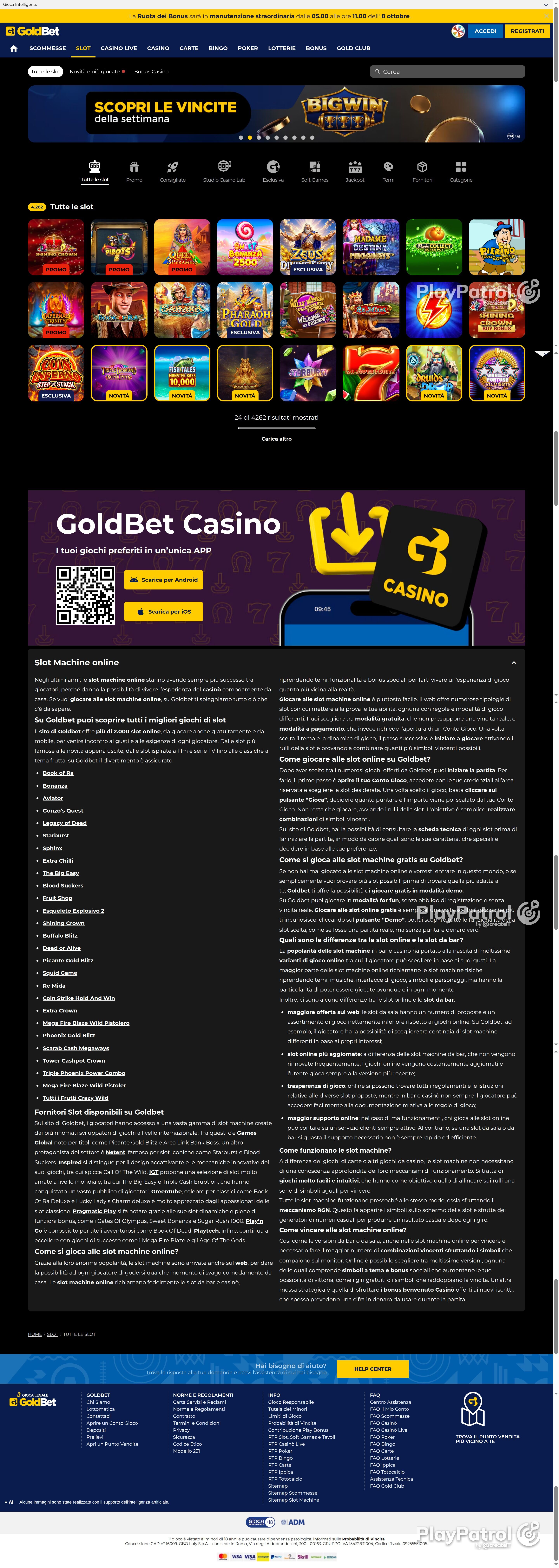 Full capture of Goldbet recorded during the scan