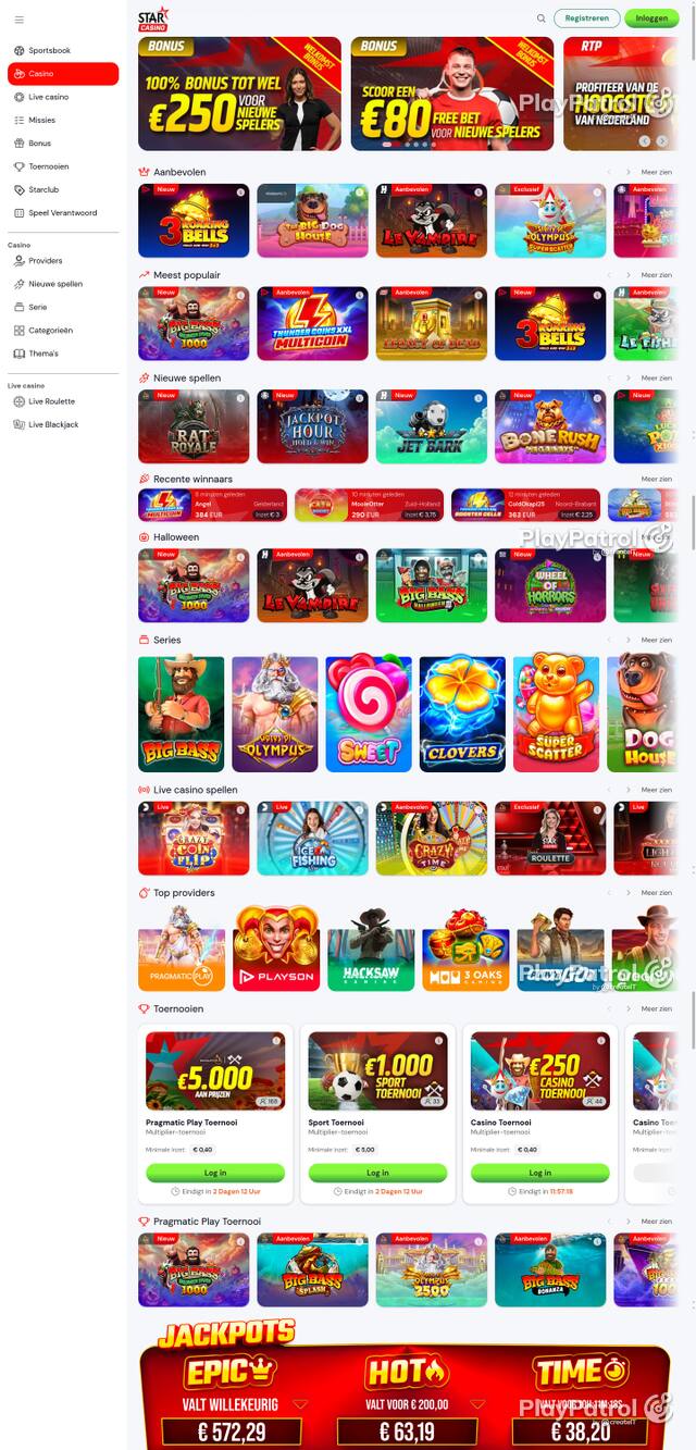 Capture of the front page of Starcasino (starcasino.nl) on 23 October 2026