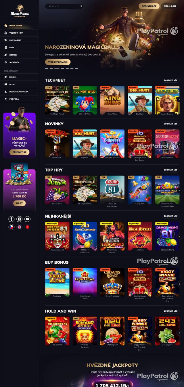 Homepage capture of Magic Planet recorded during the scan