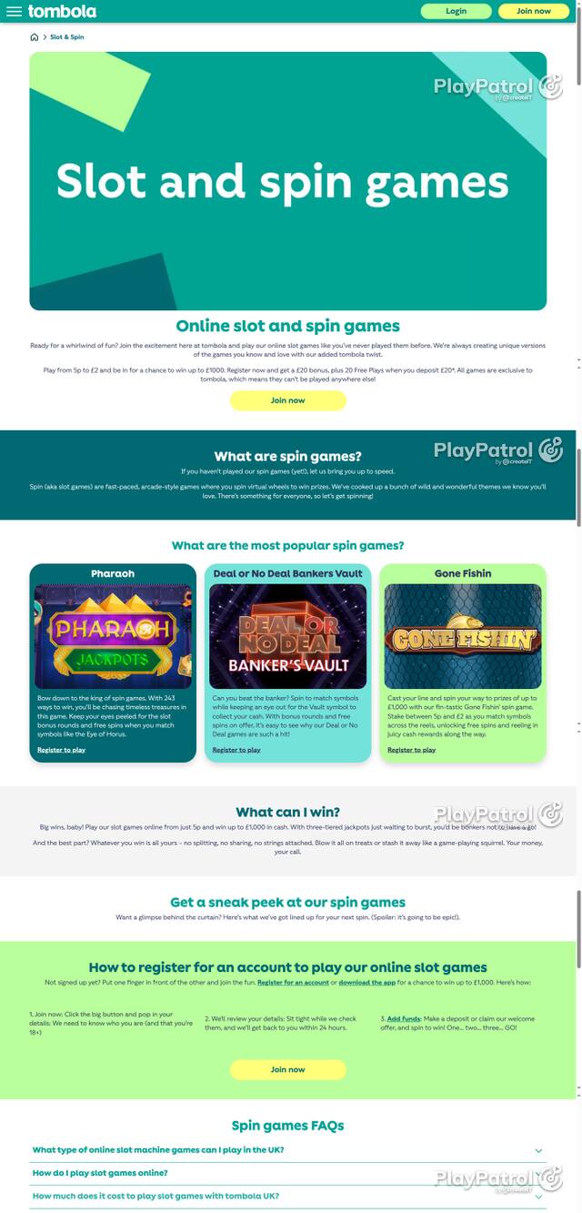 Capture of the front page of tombola (tombola.co.uk) on 22 October 2026