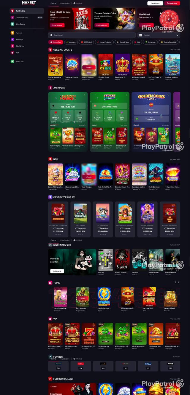Capture of the front page of Maxbet (maxbet.ro) on 24 October 2026