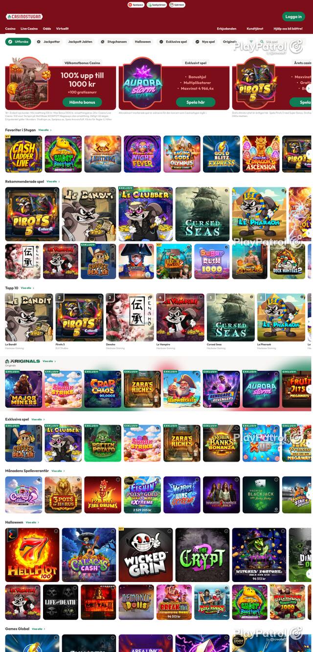 Capture of the front page of casinostugan.com (casinostugan.com) on 18 October 2026
