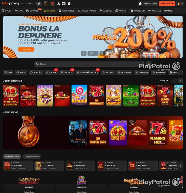 Homepage capture of Totogaming recorded during the scan