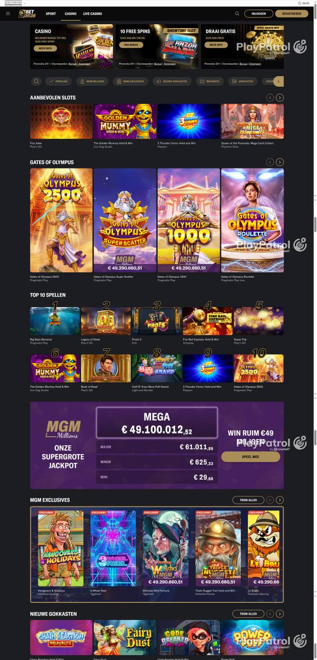 Capture of the front page of BetMGM (betmgm.nl) on 15 October 2026