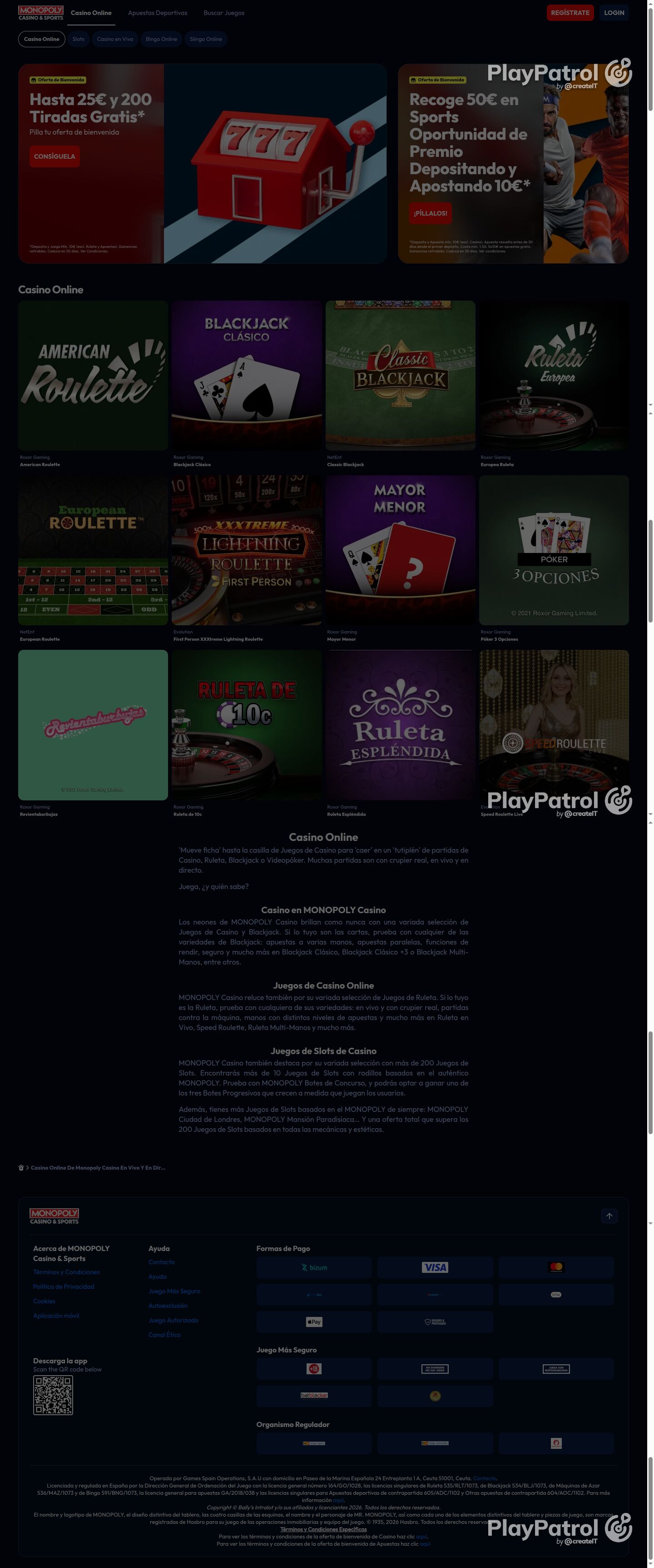 Full capture of Monopoly Casino recorded during the scan
