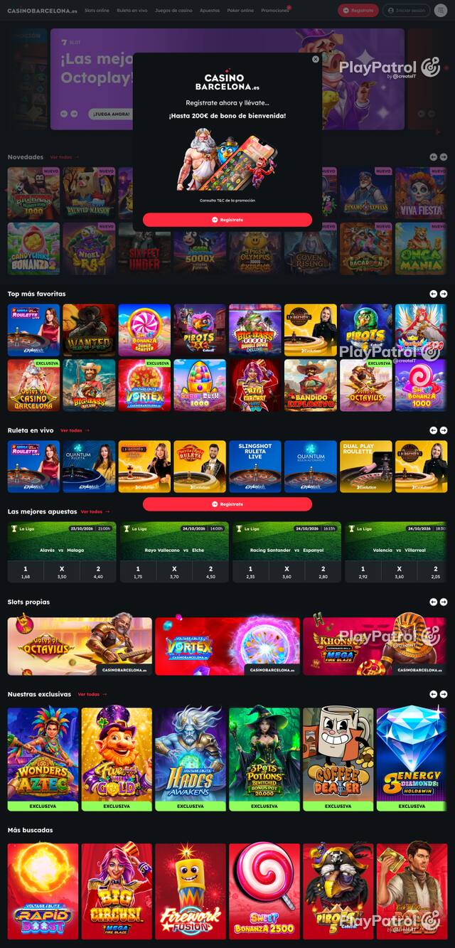 Capture of the front page of Casino Barcelona (casinobarcelona.es) on 22 October 2026