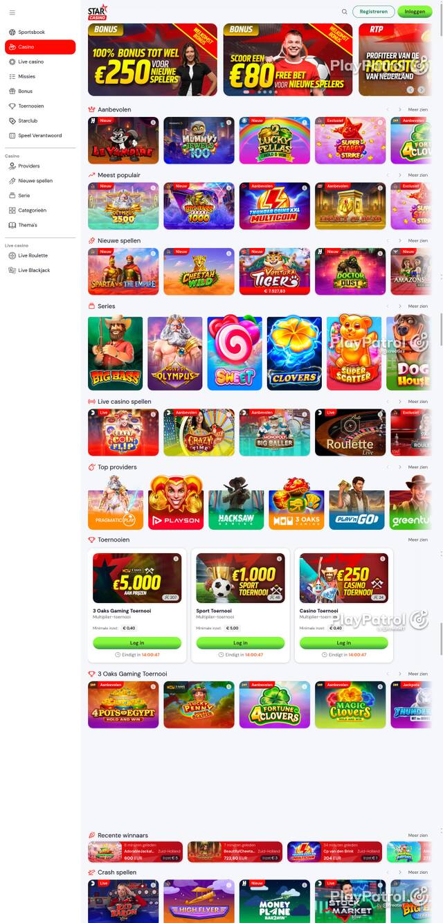 Capture of the front page of Starcasino (starcasino.nl) on 11 October 2026