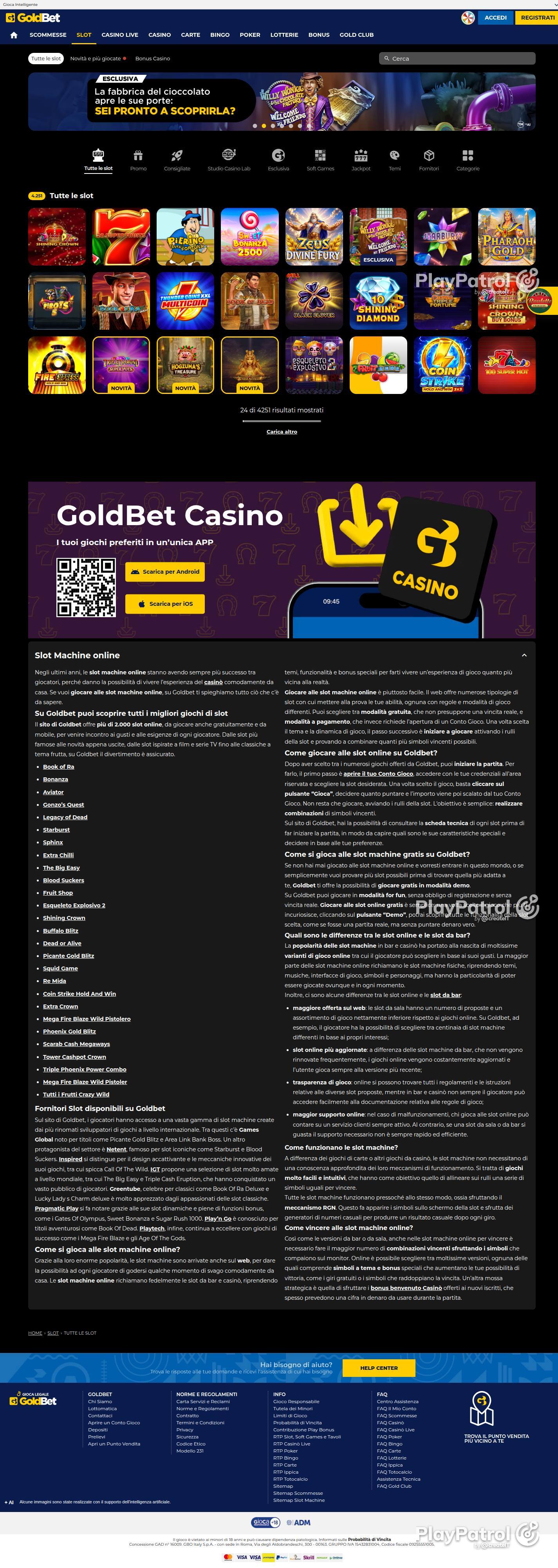 Full capture of Goldbet recorded during the scan
