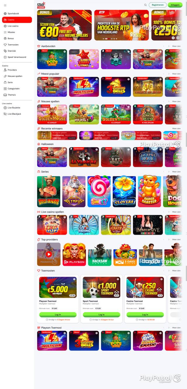 Capture of the front page of Starcasino (starcasino.nl) on 27 October 2026
