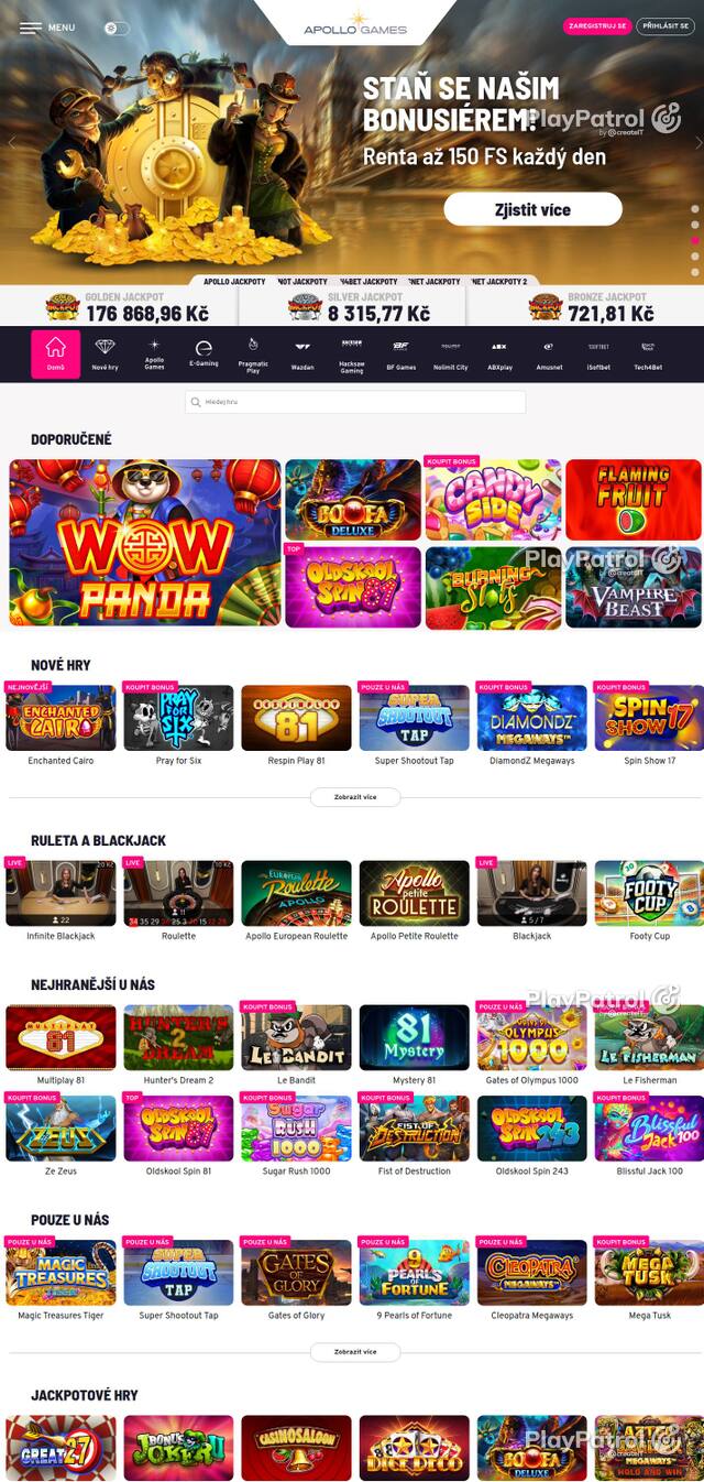 Homepage capture of Apollo Games recorded during the scan