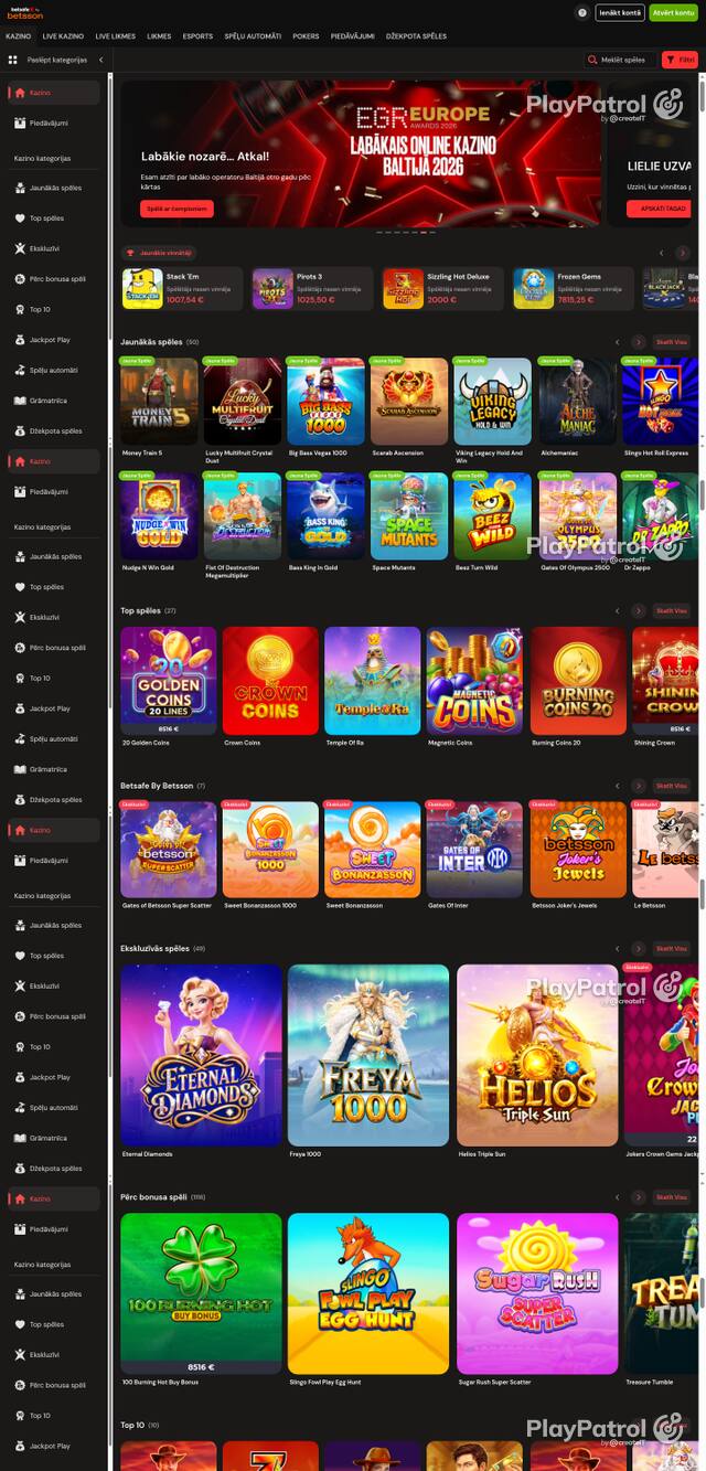 Front page of betsafe.lv as captured on 27 October 2026