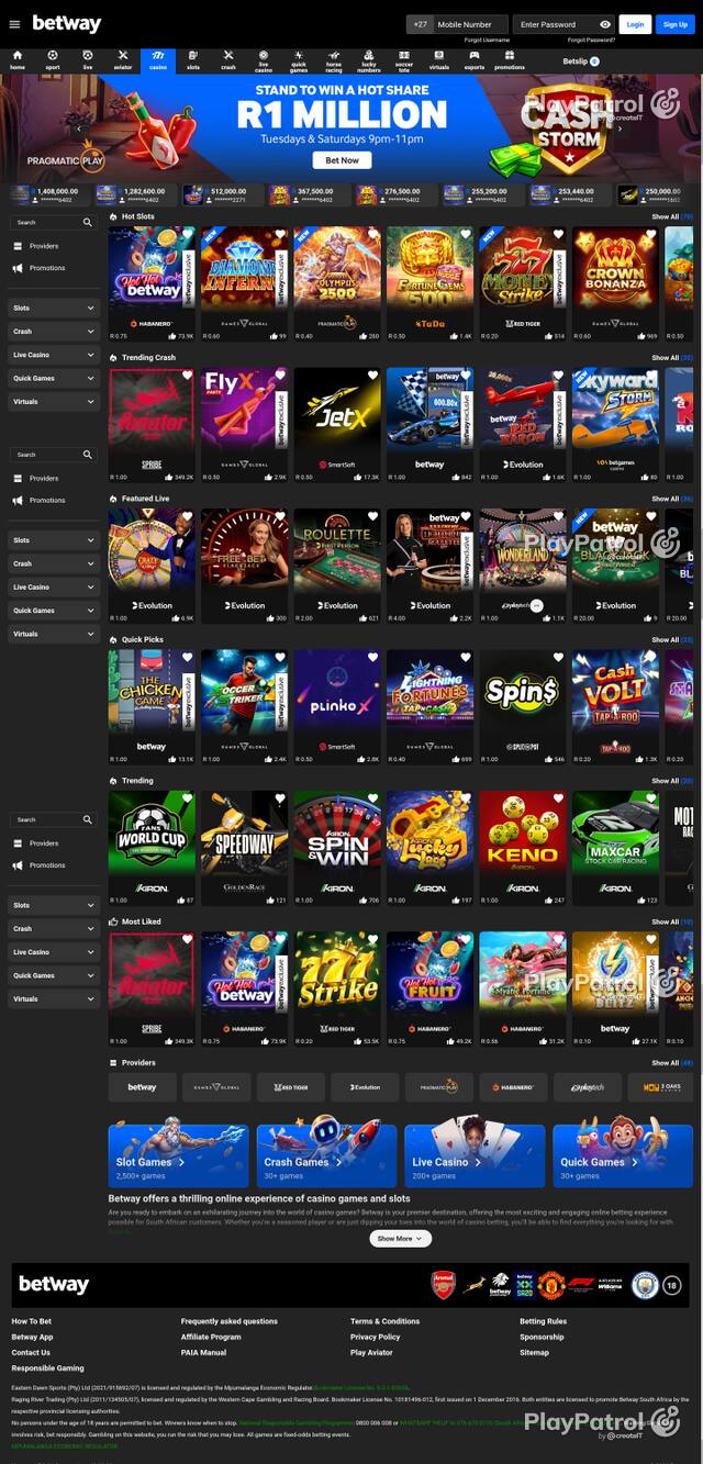 Capture of the front page of betway.co.za (betway.co.za) on 6 October 2026