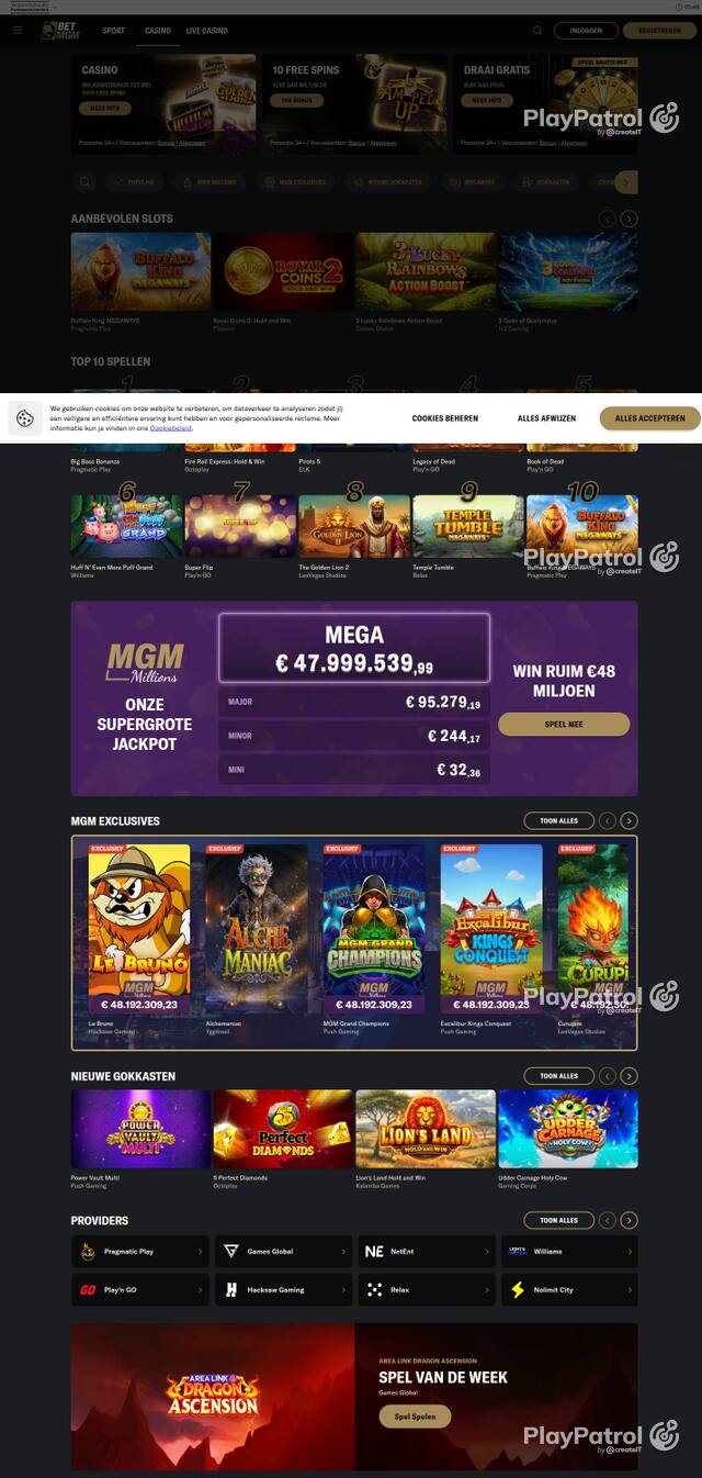 Homepage capture of BetMGM recorded during the scan