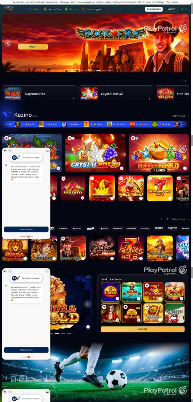 Front page of casinoadmiral.lt as captured on 28 October 2026