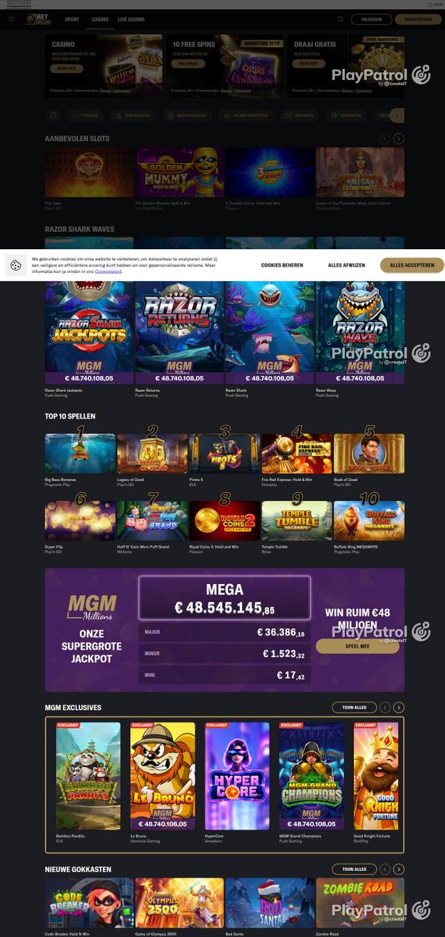 Homepage capture of BetMGM recorded during the scan