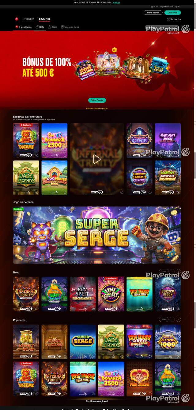 Capture of the front page of pokerstars.pt (pokerstars.pt) on 30 October 2026