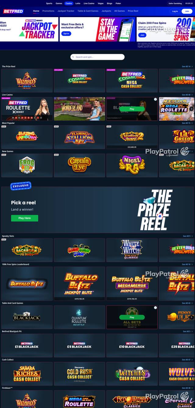 Front page of Betfred as captured on 29 October 2026