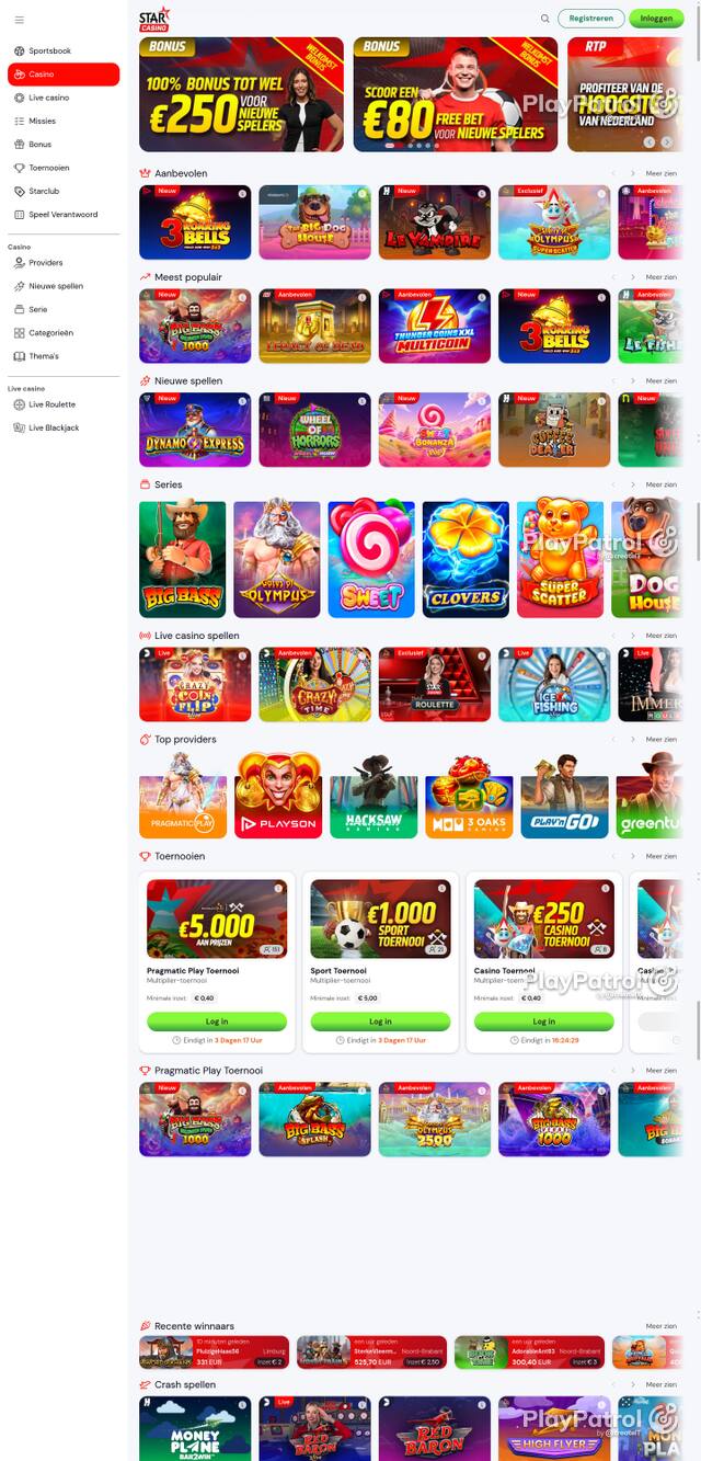 Capture of the front page of Starcasino (starcasino.nl) on 22 October 2026