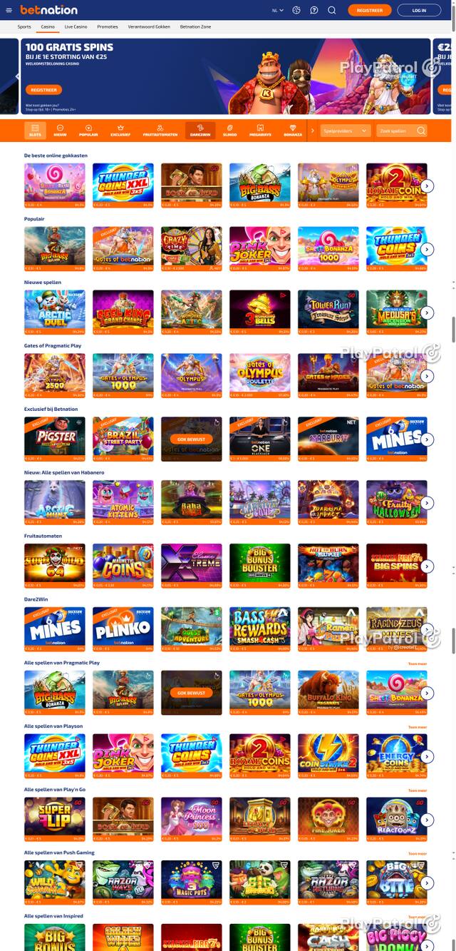 Capture of the front page of BetNation (betnation.nl) on 20 October 2026