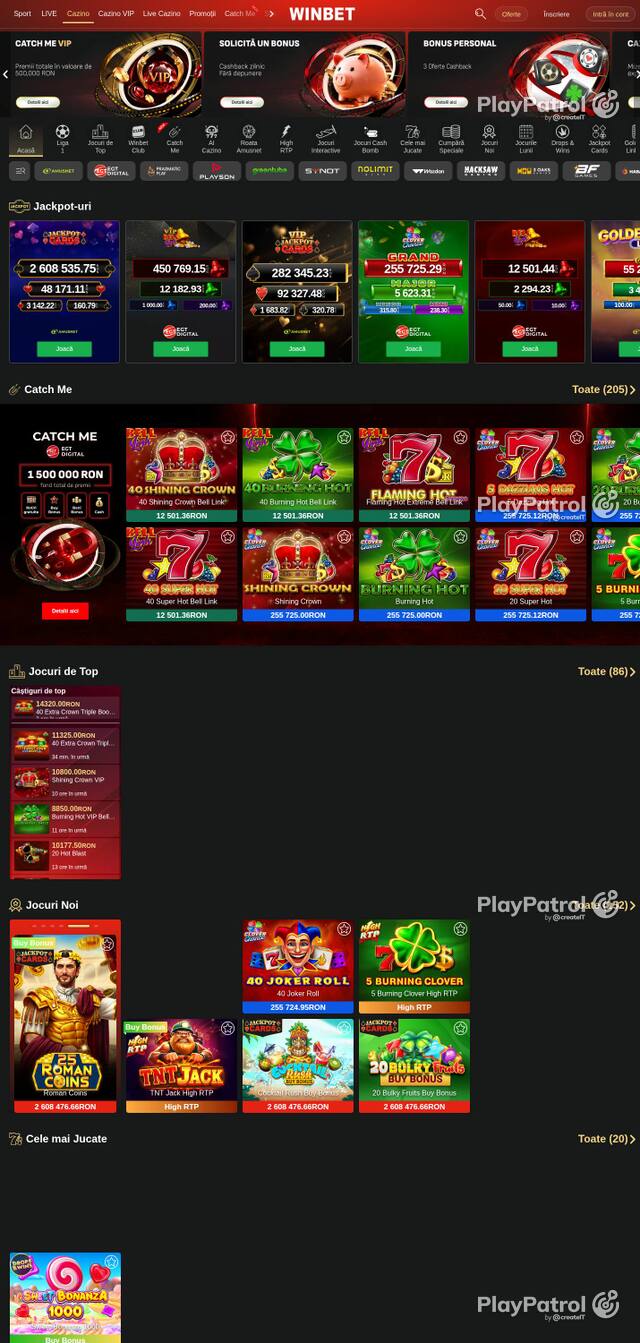 Homepage capture of Winbet recorded during the scan