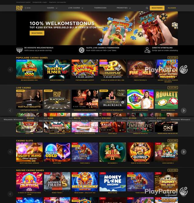 Capture of Fair Play Casino recorded during the scan