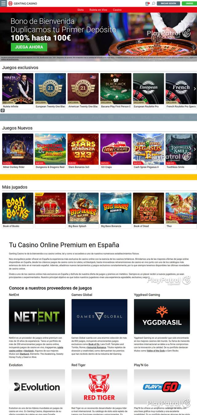 Homepage capture of Genting Casino recorded during the scan