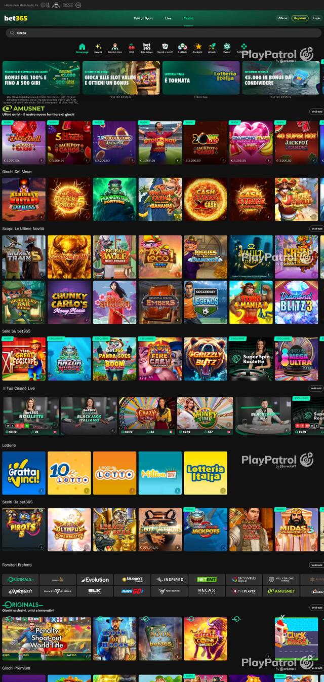 Homepage capture of bet365 recorded during the scan
