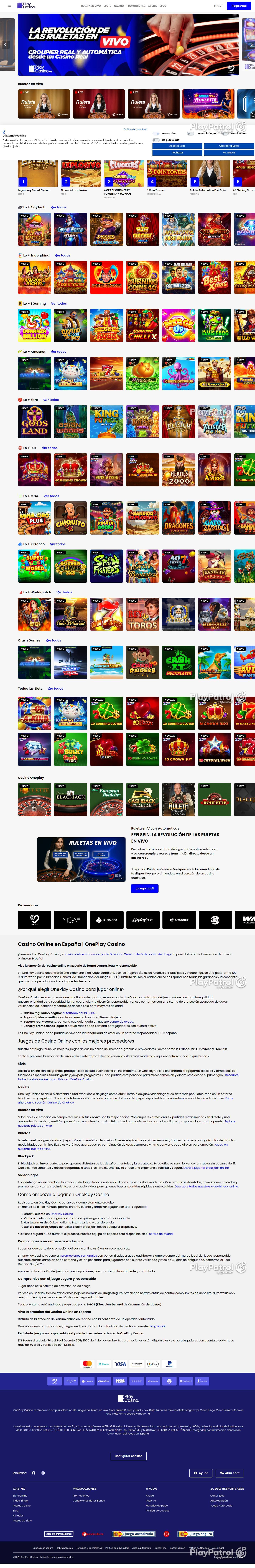 Full capture of OnePlay Casino recorded during the scan