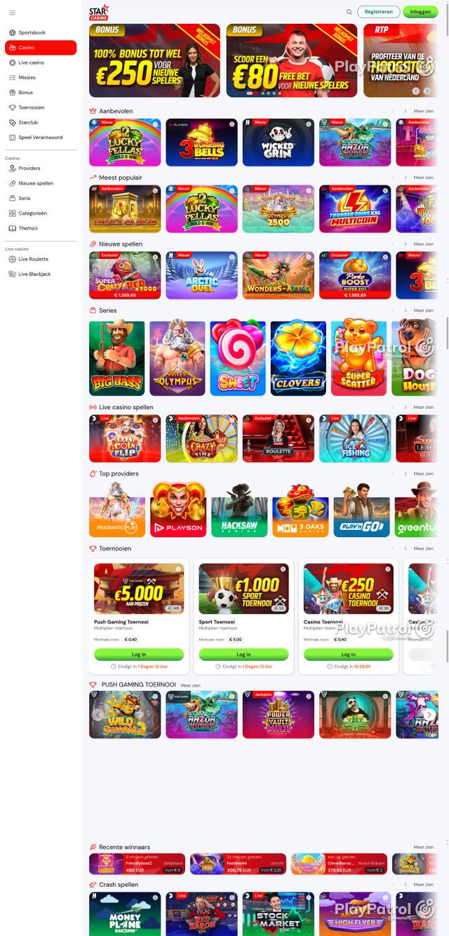 Capture of the front page of Starcasino (starcasino.nl) on 17 October 2026