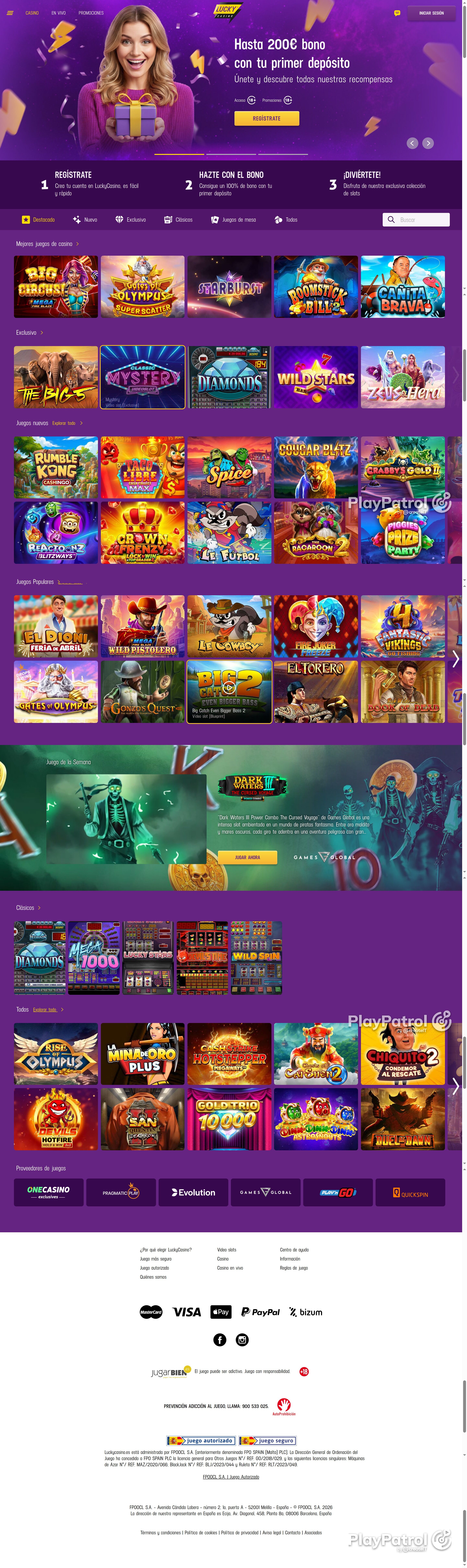 Full capture of Lucky Casino recorded during the scan
