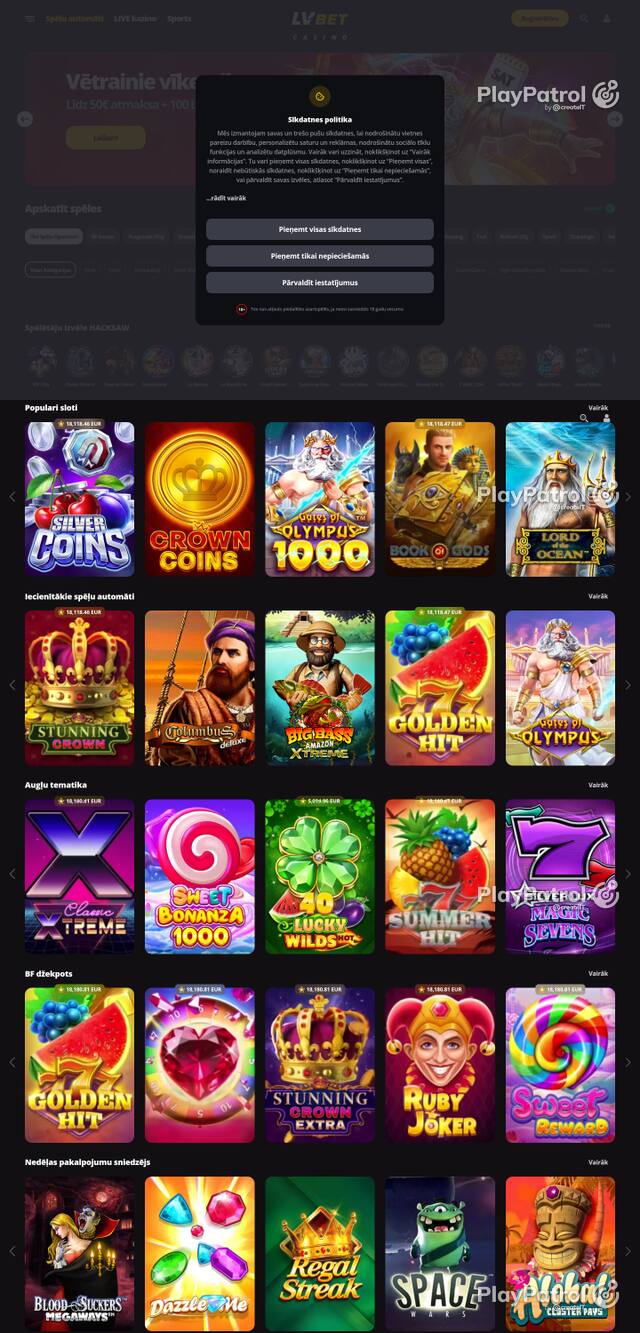 Capture of the front page of lvbet.lv (lvbet.lv) on 24 October 2026
