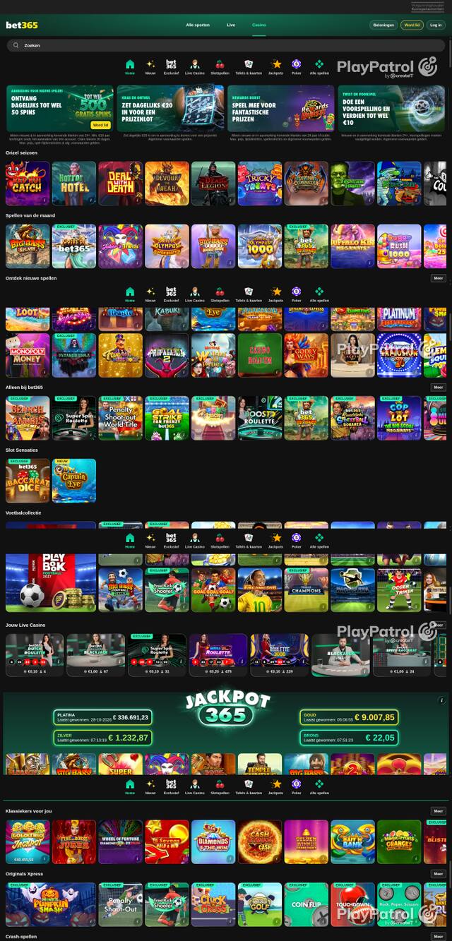 Capture of the front page of bet365 (casino.bet365.nl) on 30 October 2026